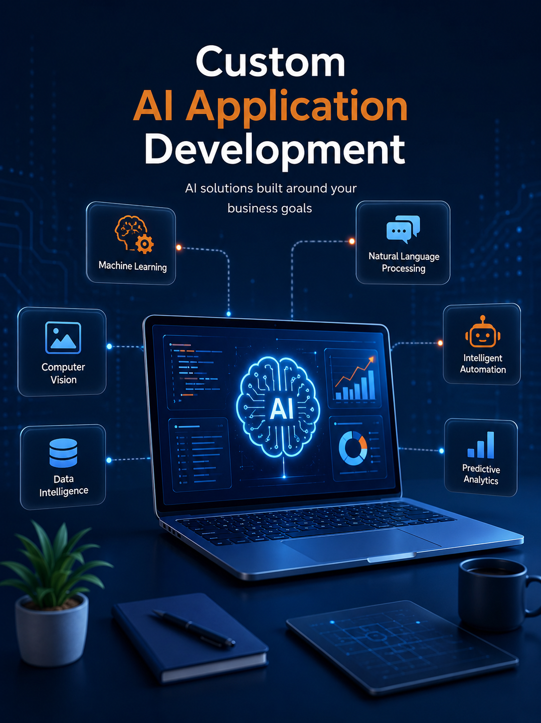 Custom AI application development services by Qtech IT